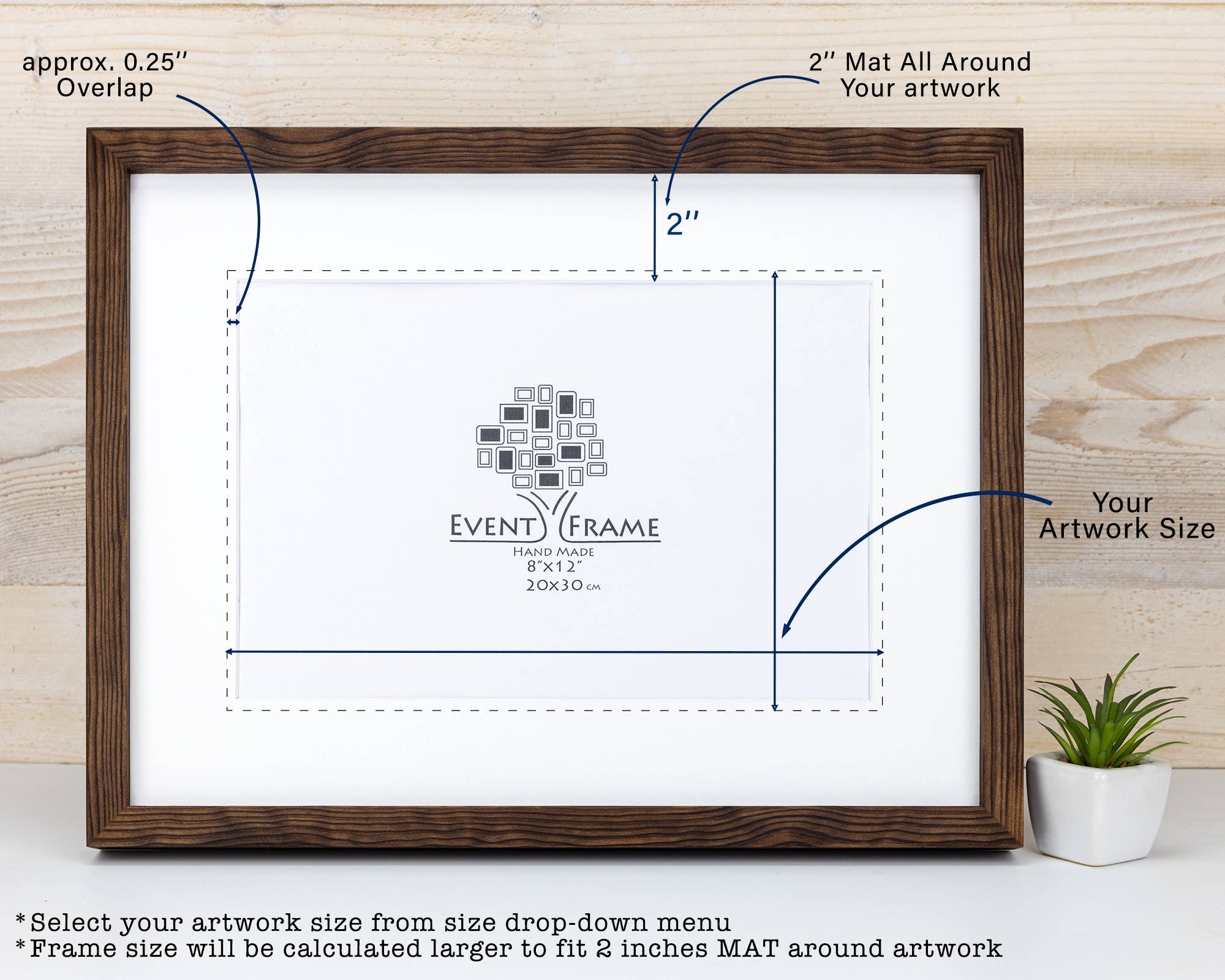 SIA EventFrame – wholesale Bildram – Tunn kant furu lövträ bildram, handgjord mattad ram2