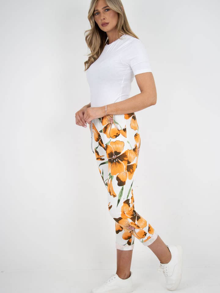Miss Bold - Wholesale Pants – Women's - Italian Floral Printed Cotton Ladies Trouser4