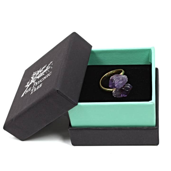 The Psychic Tree – Großhandel Cocktail-/Statement-Ring – Amethyst-Kristall verstellbarer Ring3