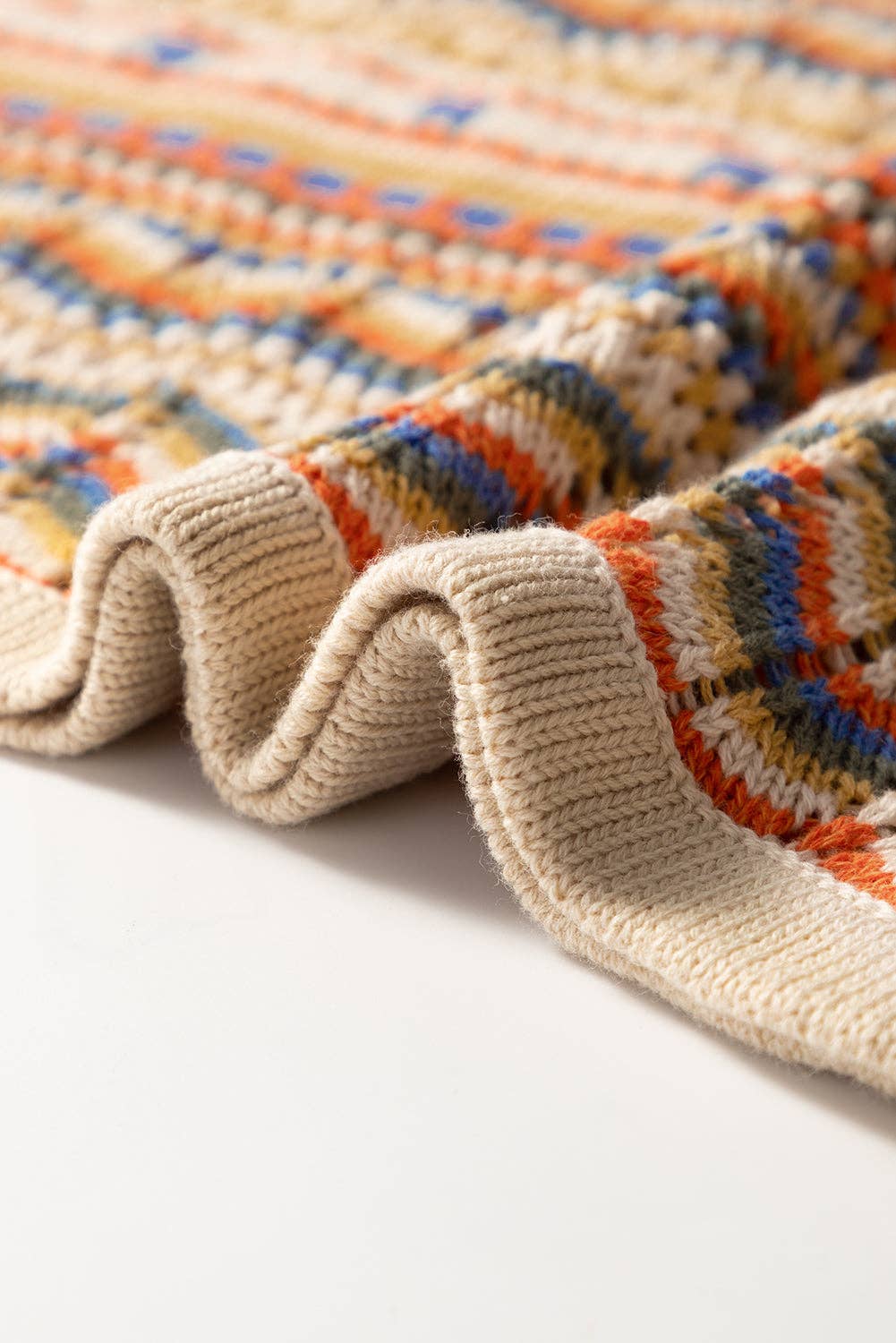 Brown Stripe Eyelet Crochet Round Neck Sweater Vest for wholesale on Faire4