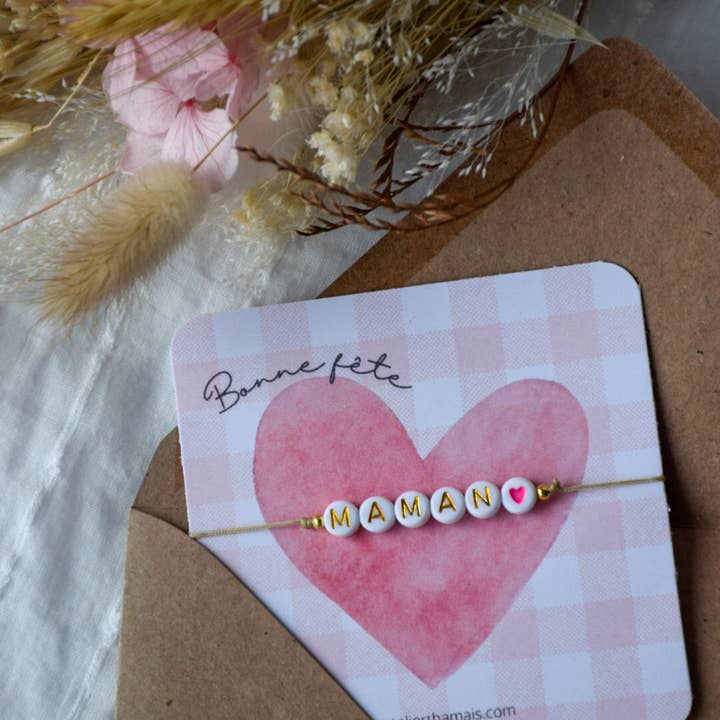 Atelier Thamaïs - Wholesale Beaded Bracelet - Bracelet on "Happy Mother's Day" card2