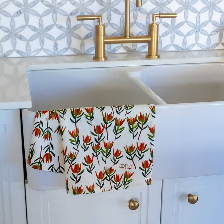 Loopla - Wholesale Tea Towel - Leucadendron Cream Cotton Crepe Tea Towel3