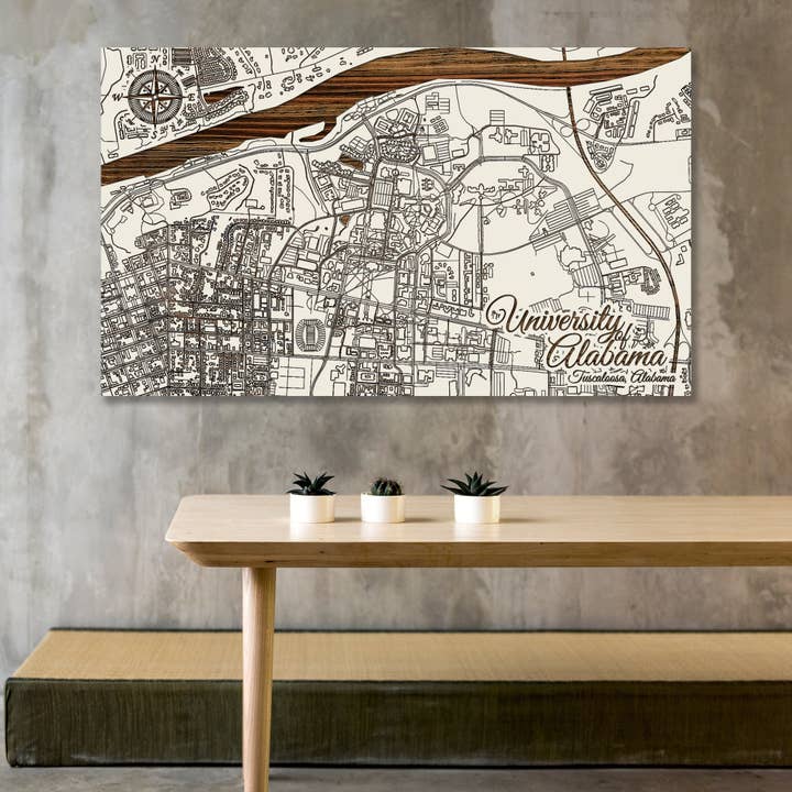 Alabama: University of Alabama Street Map for wholesale by Fire & Pine