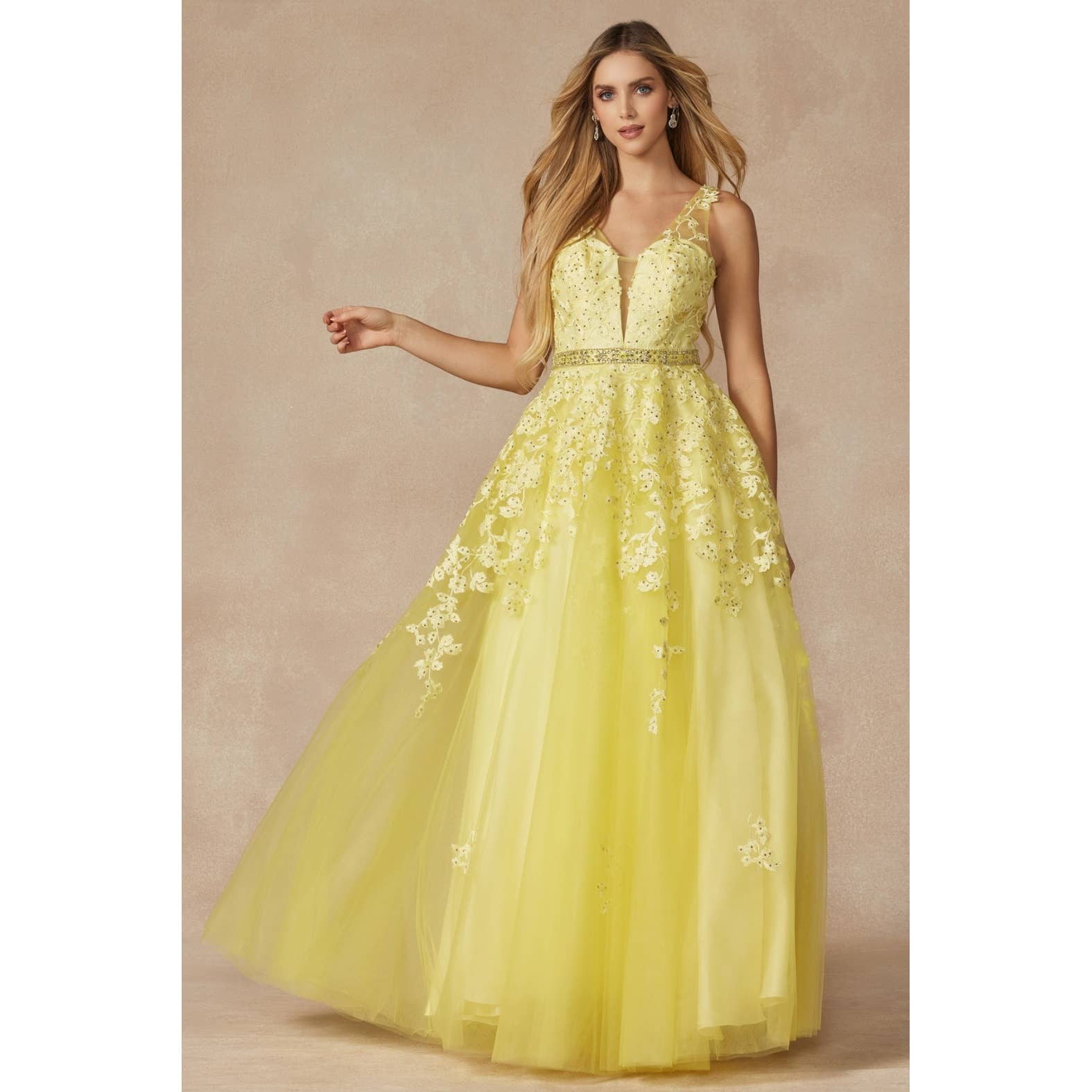 Juliet - Wholesale Gown - Women's - FLORAL APPLIQUES PROM BALLGOWN13