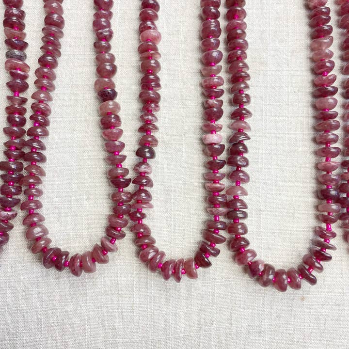 Strawberry Quartz Chip Bead Beaded Necklace for wholesale by Ewelina Pas Jewelry