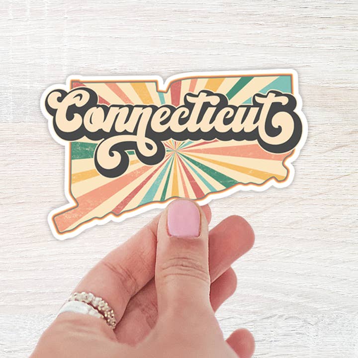 Connecticut State Retro Sticker for wholesale by The Daydreamer Designz
