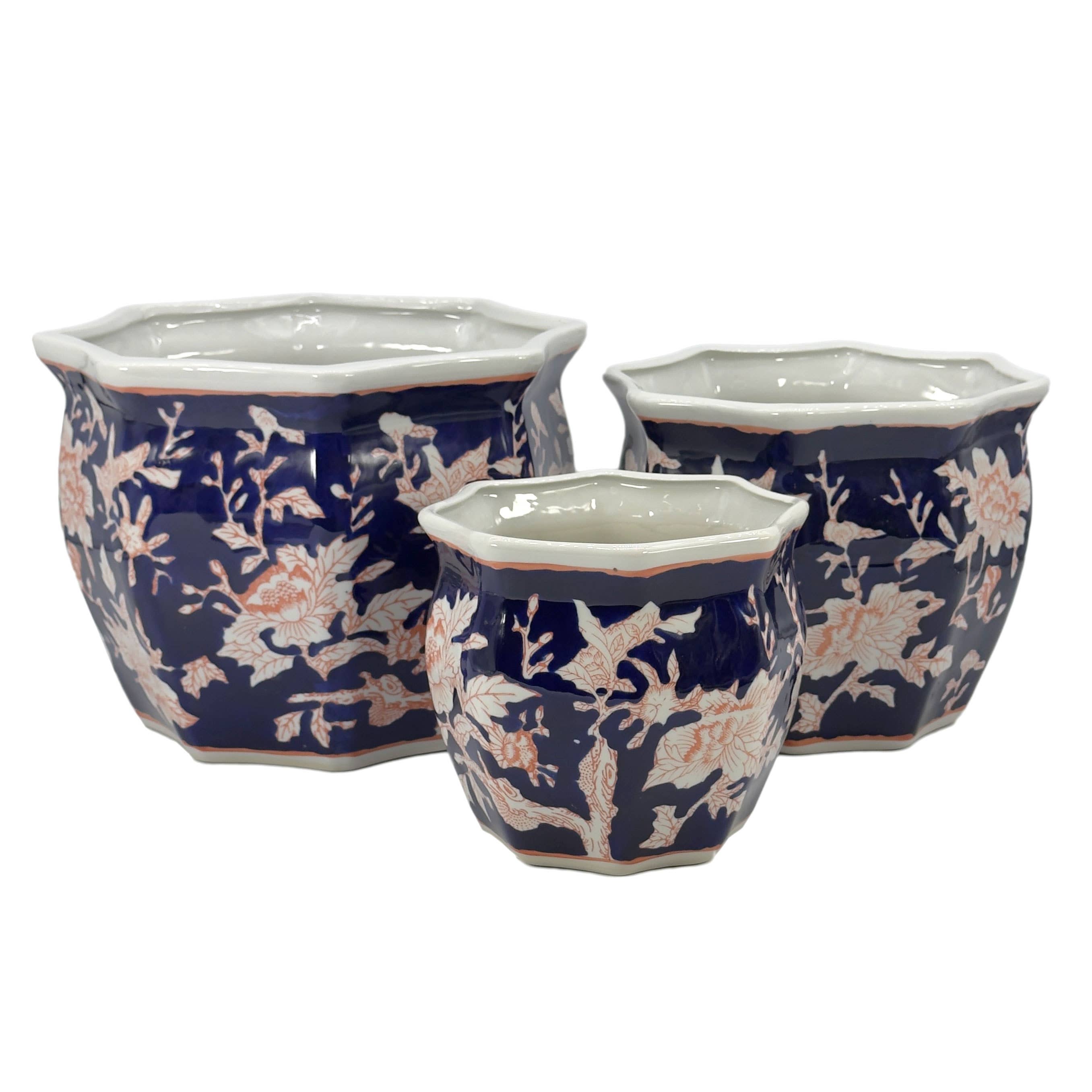 Galt International Company - Vendita all'ingrosso Vasi per piante - Set di 3 vasi per fioriere in ceramica Chinoiserie, 7,5"/10"/13"39