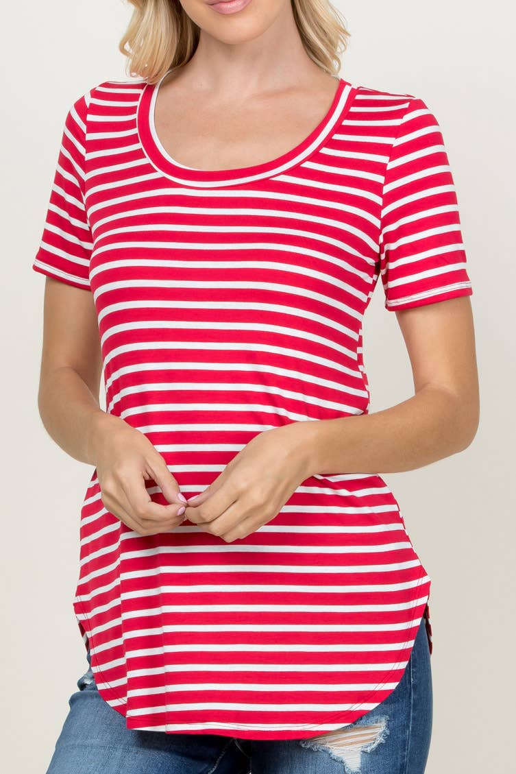 A.gain – wholesale Tunic – Women’s – 10183SS05 Striped Short Sleeve Scoop Neck Top2