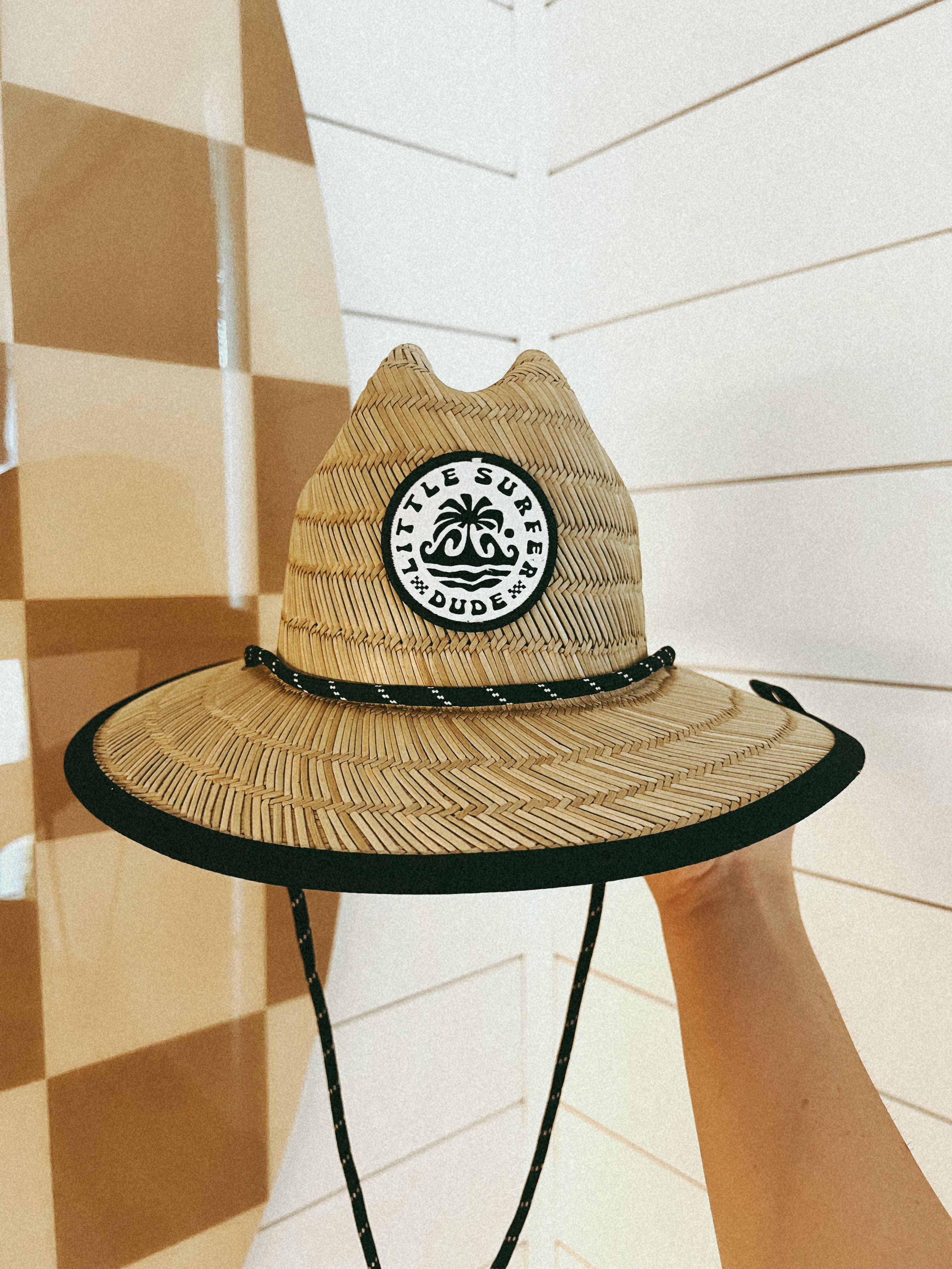 The Little Surfer Dude - Wholesale Kids Hat - Kids - Black and White Baby Straw Hat4
