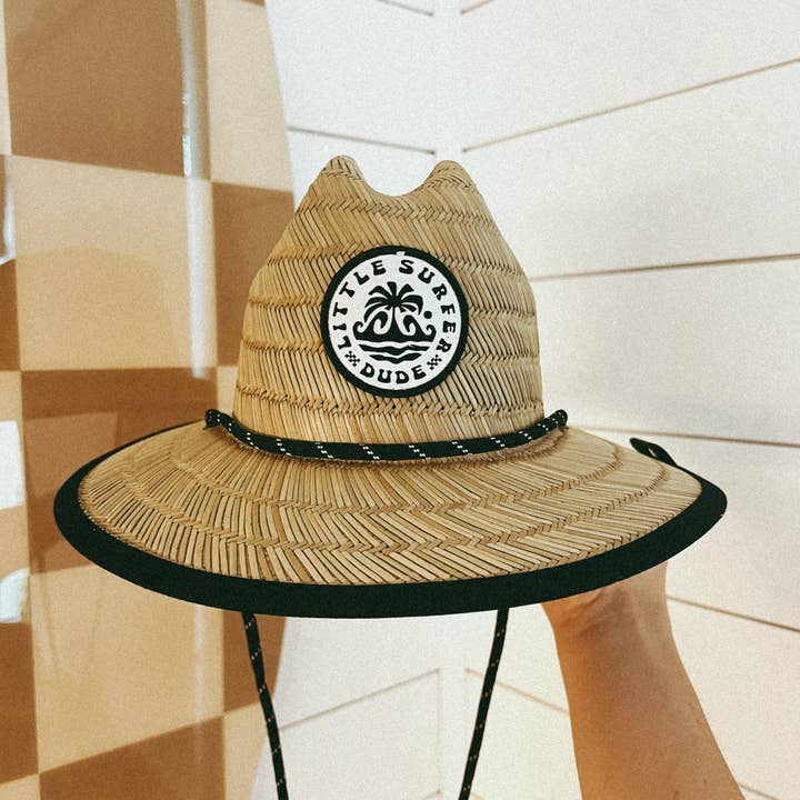 The Little Surfer Dude - Wholesale Kids Hat - Kids - Black and White Baby Straw Hat4