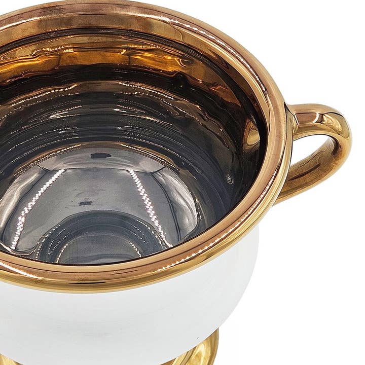 A&B Home Group Inc. - Wholesale Vase - 10x7x7" White Ceramic Flower Vase with Gold Electroplating6