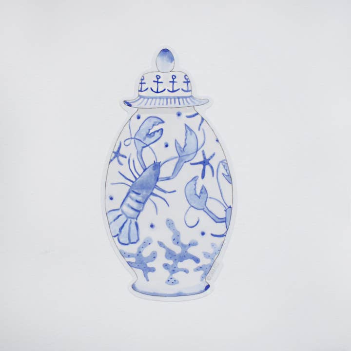 Nautical Ginger Jar Sticker for wholesale by Sara Fitz