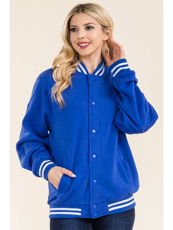 WEIV - Wholesale Varsity/Baseball Jacket - Women's - Boyfriend Fleece Varsity Jacket8