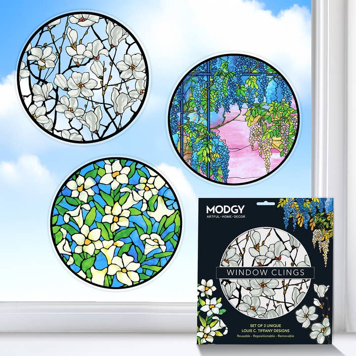 Modgy Window Cling Louis C. Tiffany Window Set of 3 for wholesale by Modgy