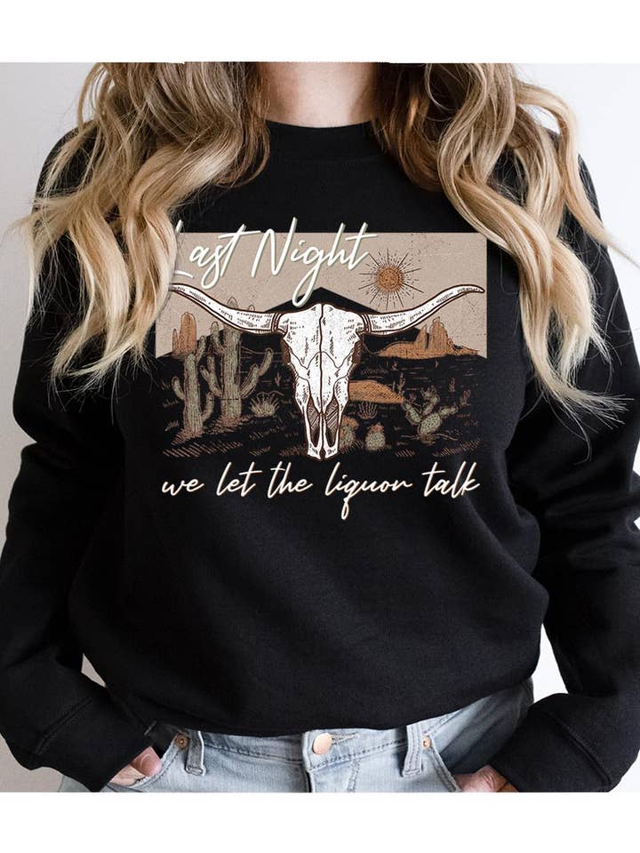 ANOCHE DEJAMOS QUE EL LICOR HABLARA, SUDADERA BULL para venta al por mayor de COLORBEAR