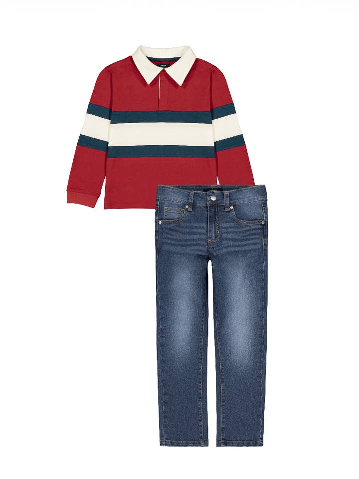 BOYS’ SET - L/S RUGBY SHIRT W BRIXTON STRAIGHT NARROW JEANS for wholesale by JOE'S JEANS - KIDS