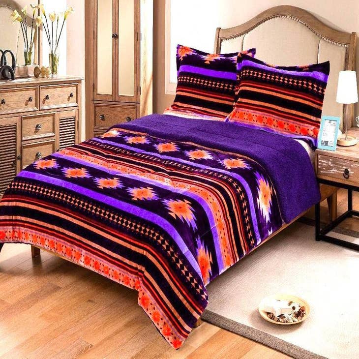 Navajo Cow 3Pc sherpa borrego Bed Set – Western Linens