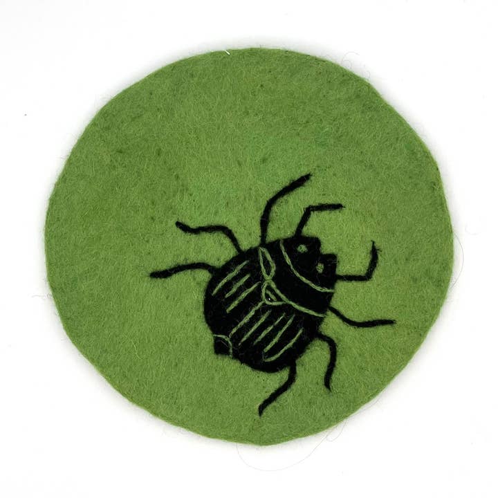 Beetle Round Felt Trivet for wholesale by Women of the Cloud Forest