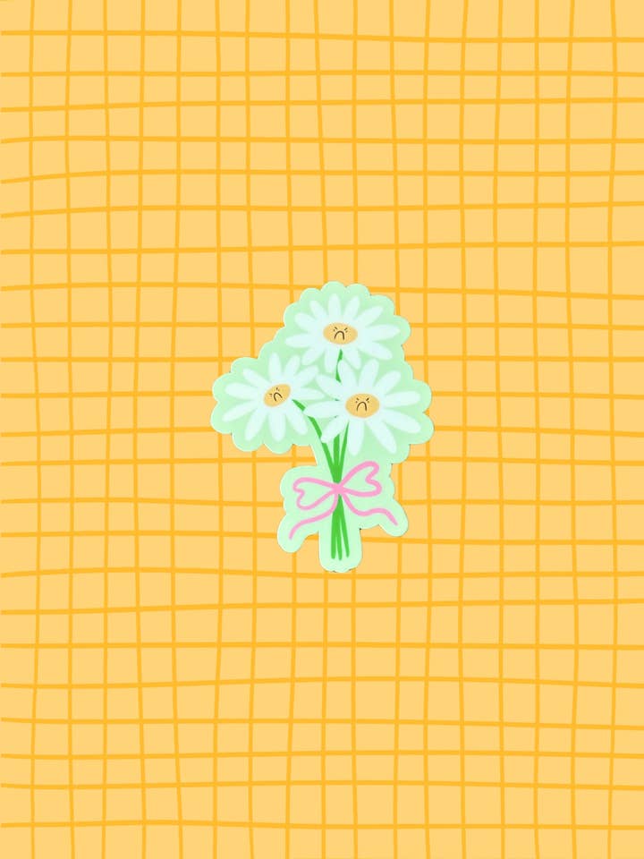 Grumpy Daisies Vinyl Sticker for wholesale by Tillie Rose Studio