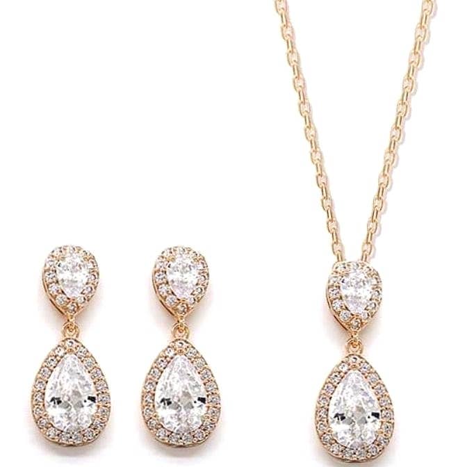 Diacly - Wholesale Jewelry Set - Linked Double Pear Necklace Set