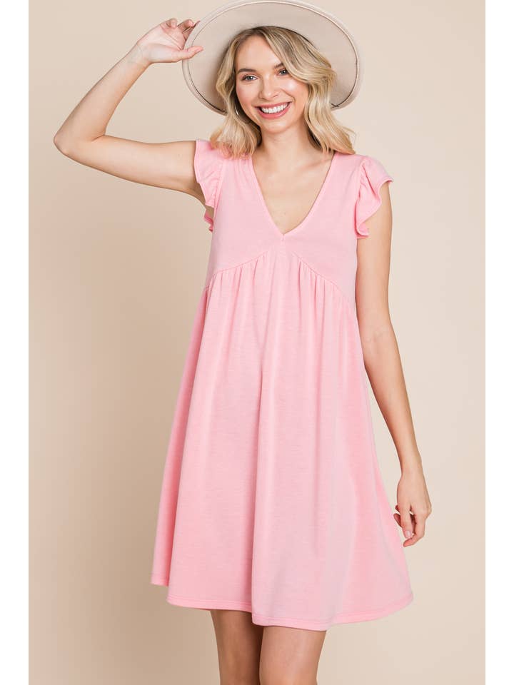 Peach ETK-8516-PL Plus Size French Terry Dress for wholesale on Faire2