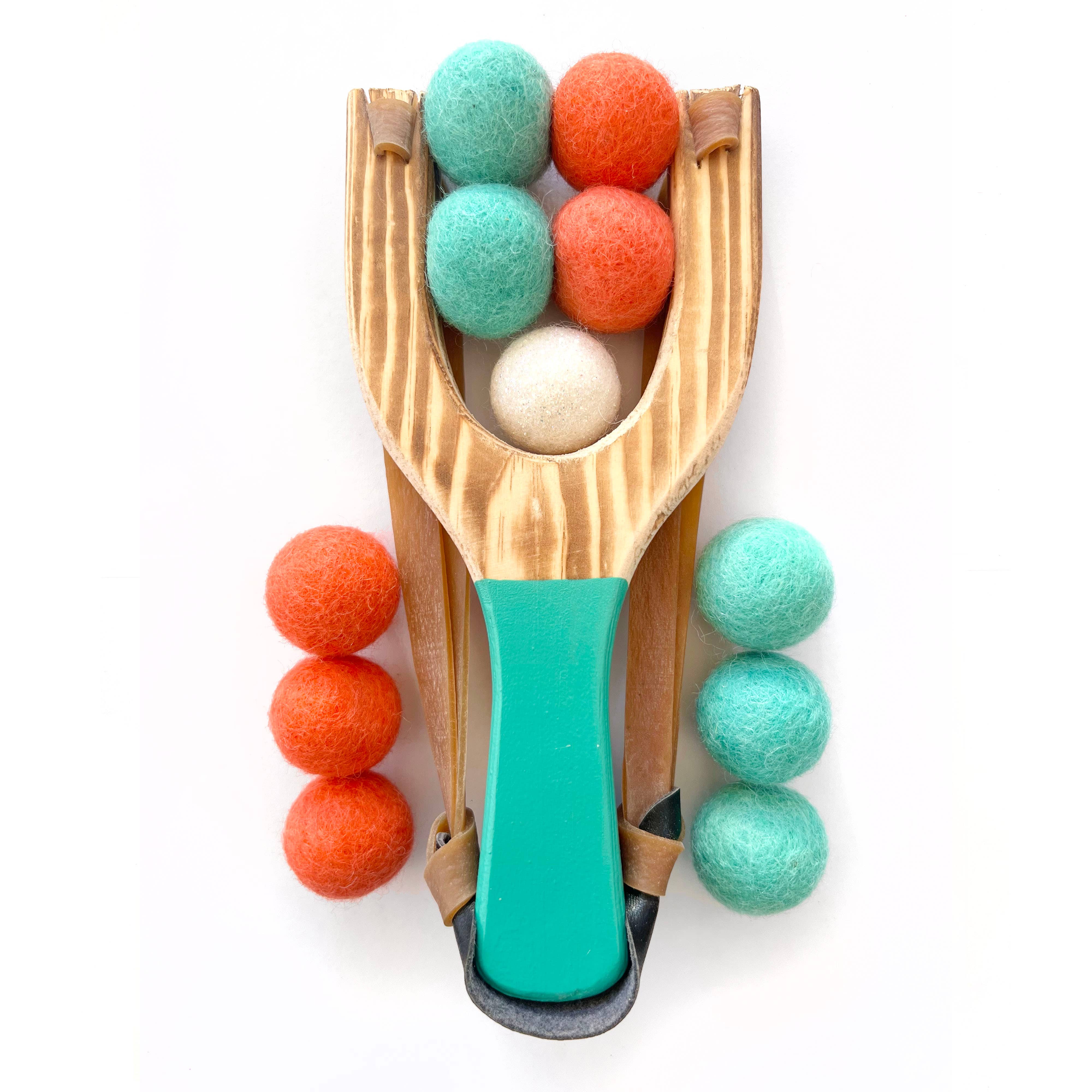 Little Lark - Wholesale Slingshot - Kids - Pop Color Wooden Slingshots w/ Glitter Ball1