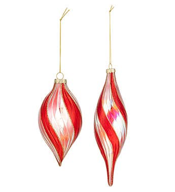 Napco - Wholesale Ornament Set - Ornament, Red Swirl 2 Assort. Item # 53471