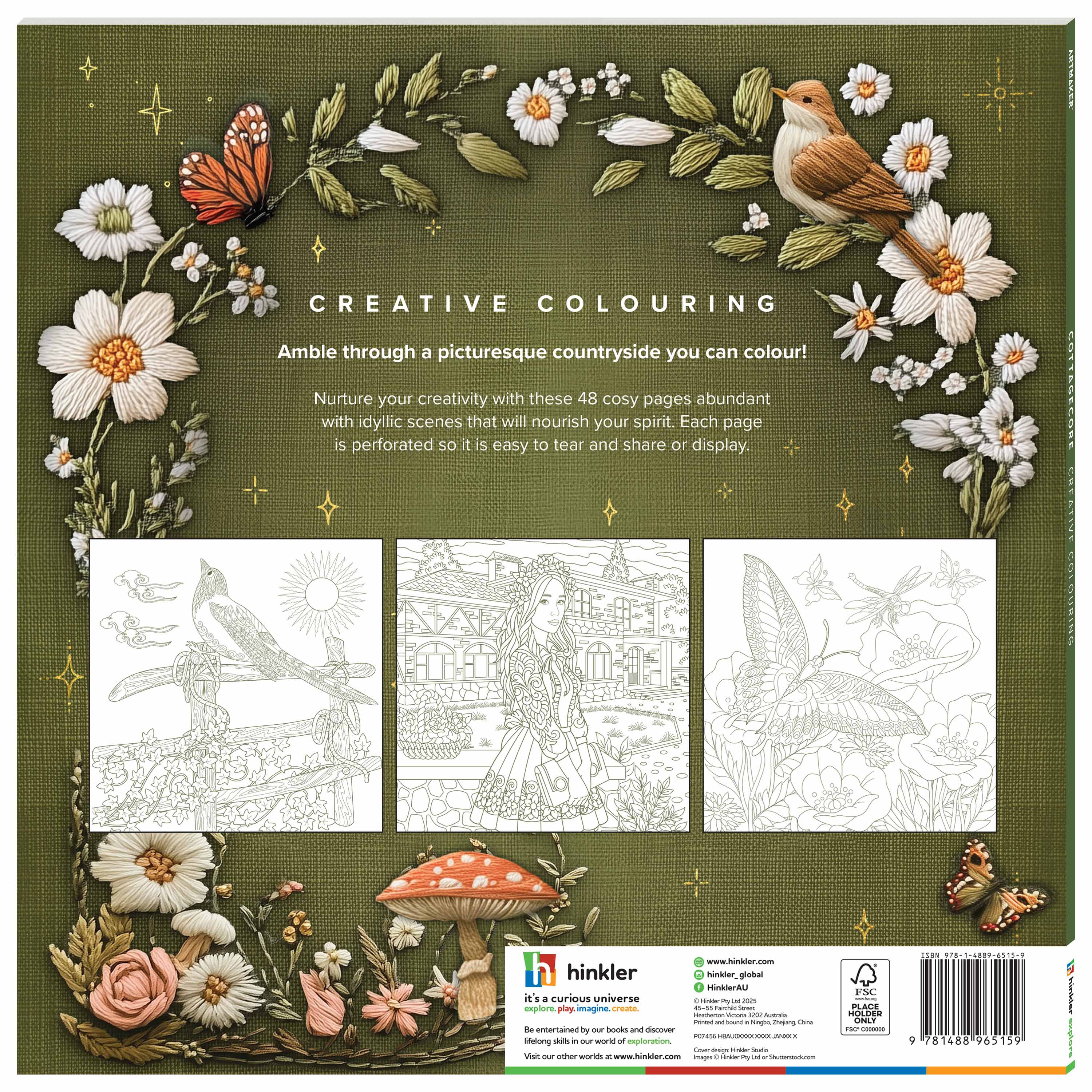 Hinkler Australia - Wholesale Colouring and activity book – adult - Art Maker Cottagecore Colouring Book3