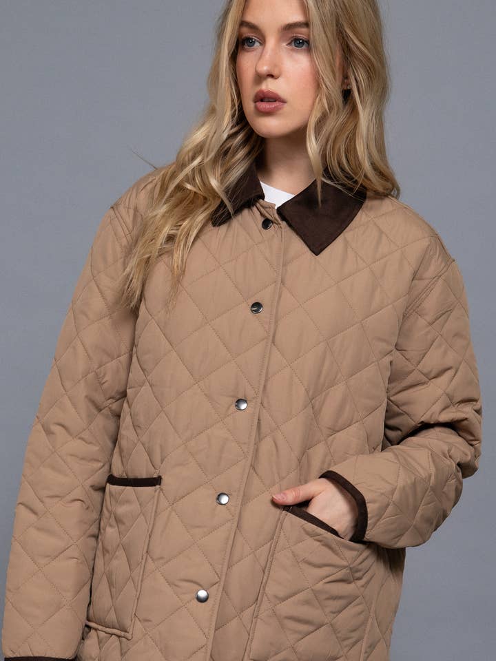 42POPS - Wholesale Jacket - Women's - ...0808 Lapel Collar Quilted Puffer Work Jacket SI-285602