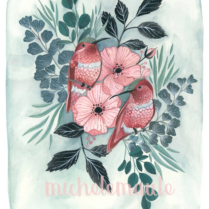 Stampa illustrativa a forma di colibrì, 20,3 x 25,4 cm per la vendita all'ingrosso da parte di michele maule