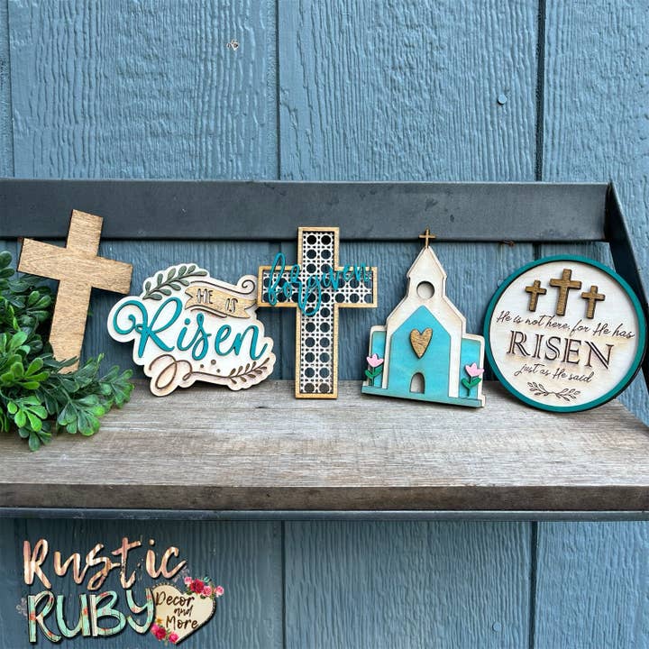 He Is Risen Tier Tray Set for wholesale by Rustic Ruby Decor and More LLC