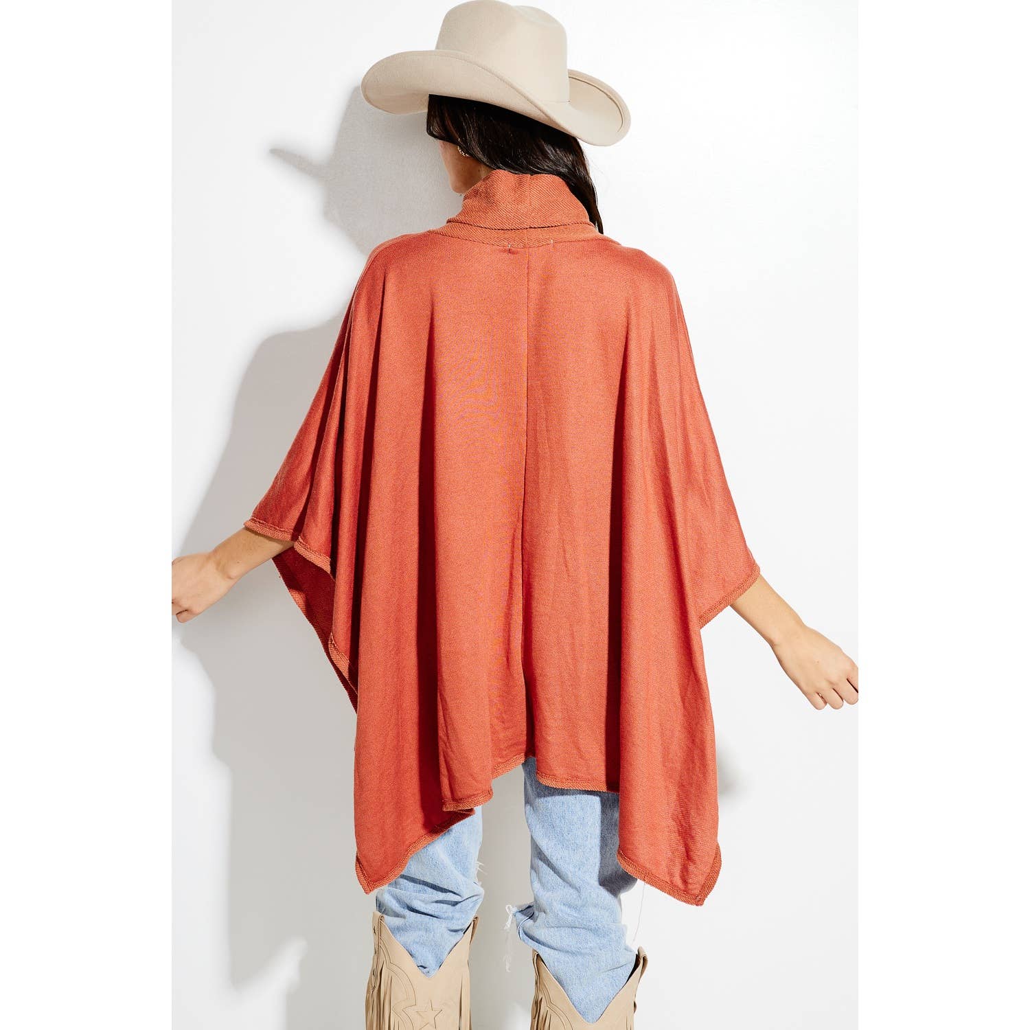 Phil Love – Großhandel Poncho – Damen – Solider Poncho mit Rollkragen16