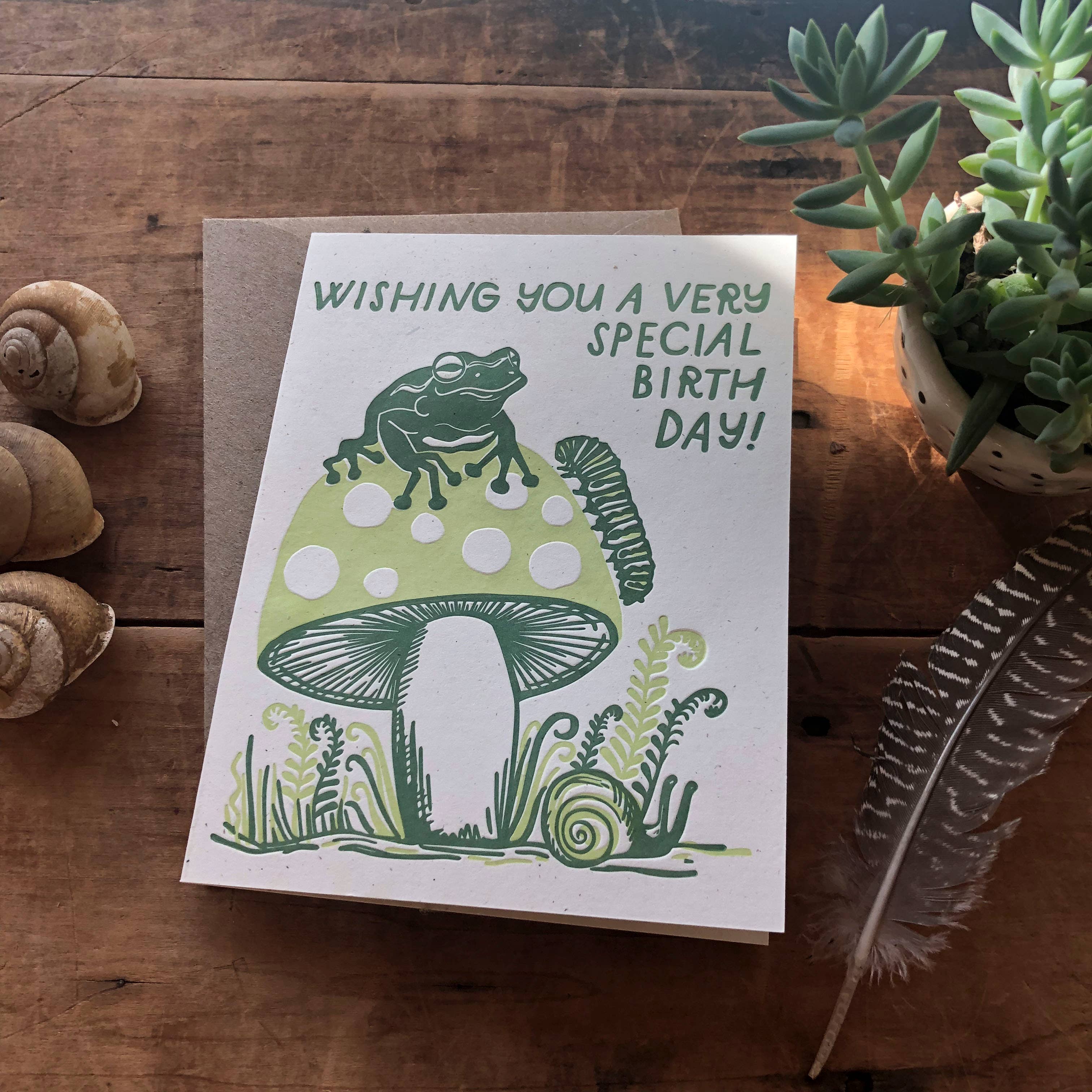 Ratbee Press - Wholesale Birthday Card - Birthday Frog Mushroom Card3