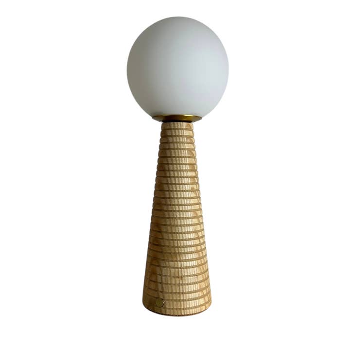Ribbed Deco Cone Beech style rechargeable touch lamp (large) for wholesale by Sixton London