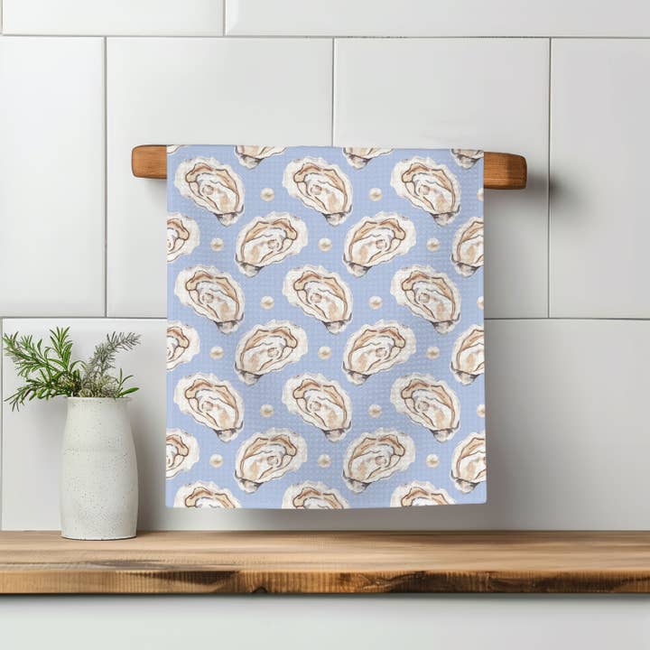 Canary Road - Wholesale Tea Towel - Oyster Shell Nautical Coastal Beach Ocean Kitchen Towel2