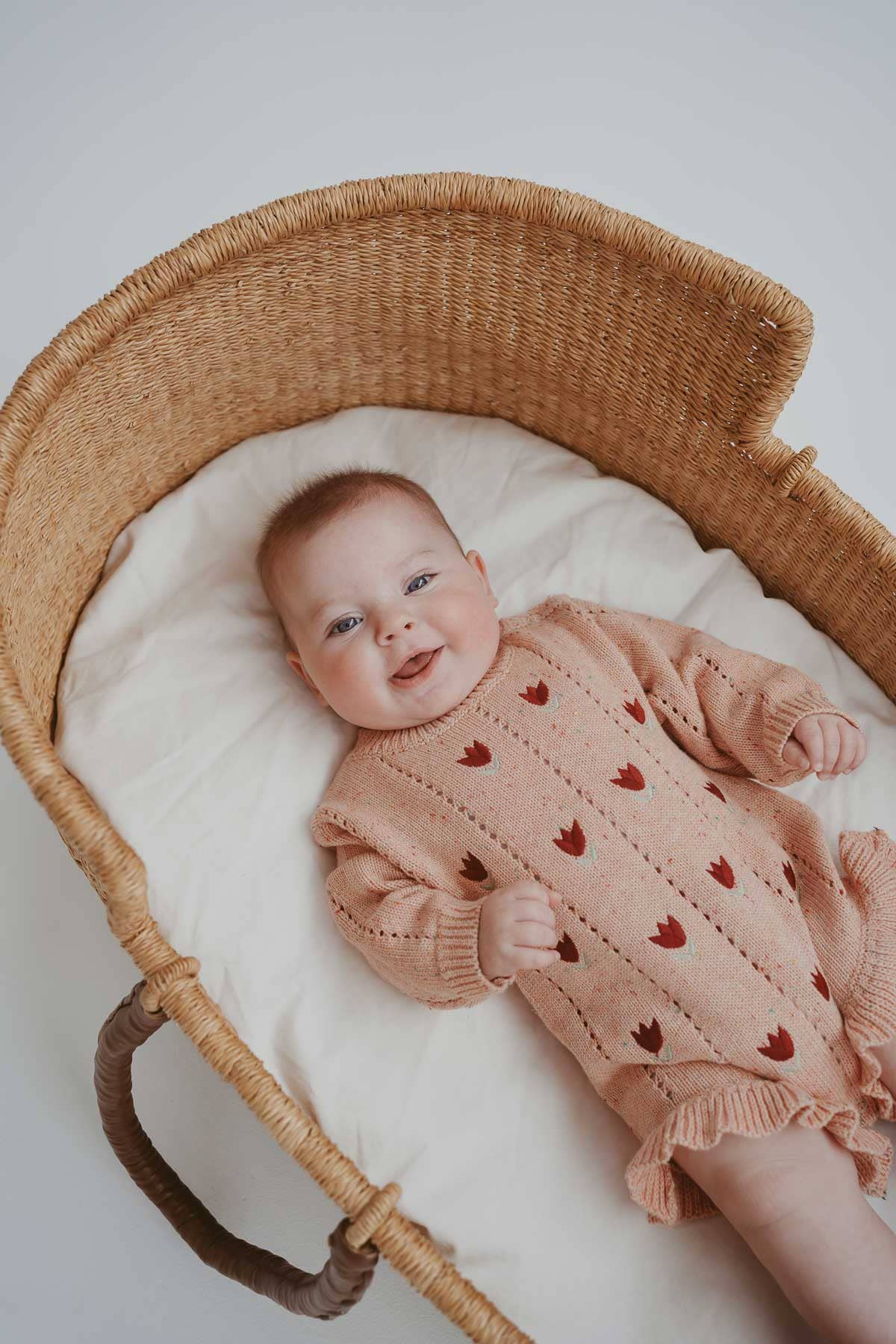 FRECKLES the label - Wholesale Jumpsuit – Baby - Embroidered Pointelle Romper | Sherbet Tulip1