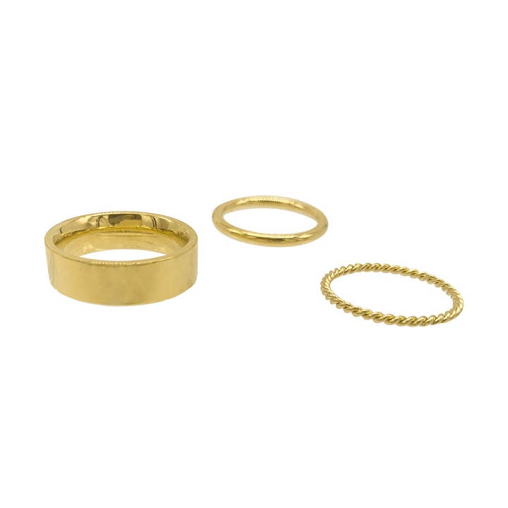 Stacking Band Set gold for wholesale by Adornia