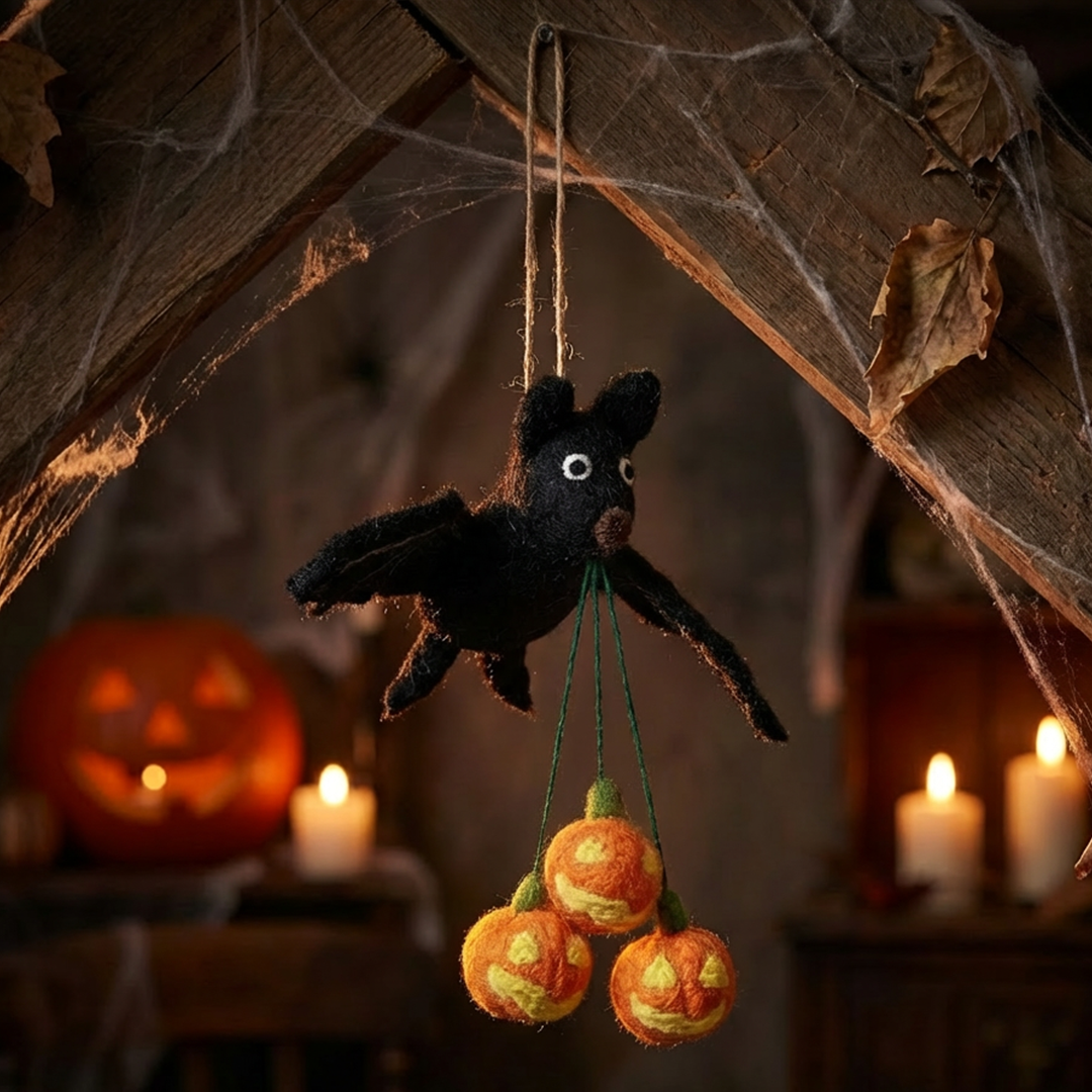 Felt So Good - Vente Objets de décoration - Décoration d'Halloween à suspendre en feutre faite main avec l'ombre de la chauve-souris4