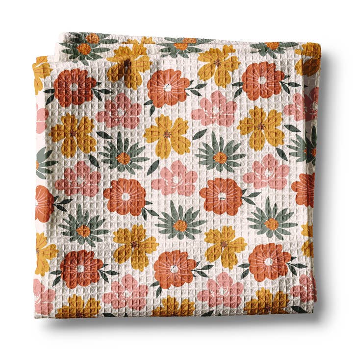 Neutral Boho Floral Fall Autumn Leaves Foliage Kitchen Towel for wholesale by Canary Road