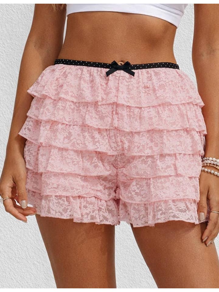Sweetkama - Vente Short – femme - Short en dentelle florale pour femmes avec taille élastique SKS4130810