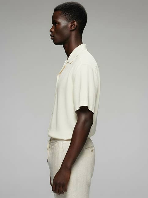 HB Beige  HB-8-77 (Men's Linen blend Shirt (Beige)) for wholesale on Faire1