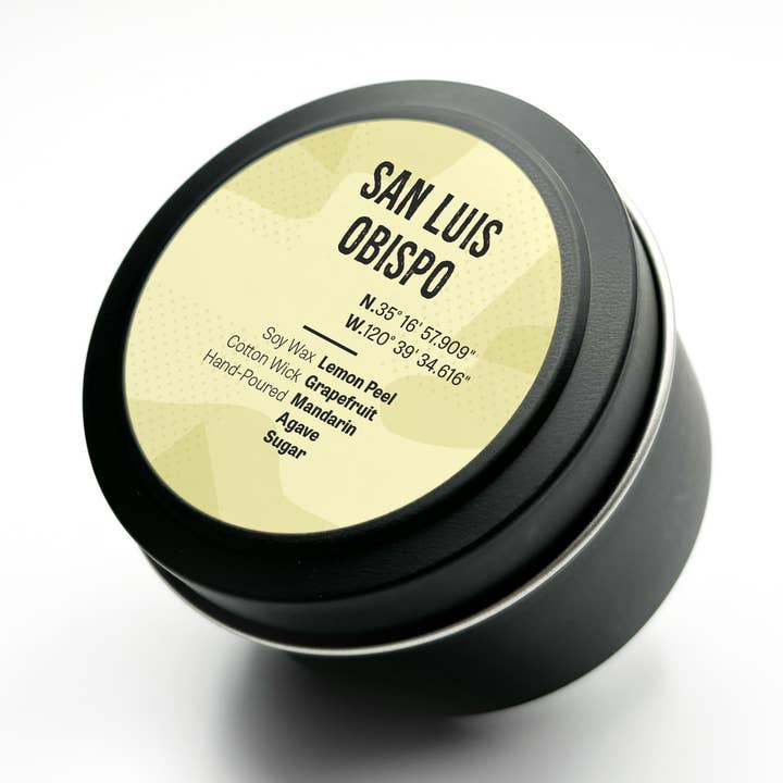 San Luis Obispo 4oz tin for wholesale by NESW Wax Co//