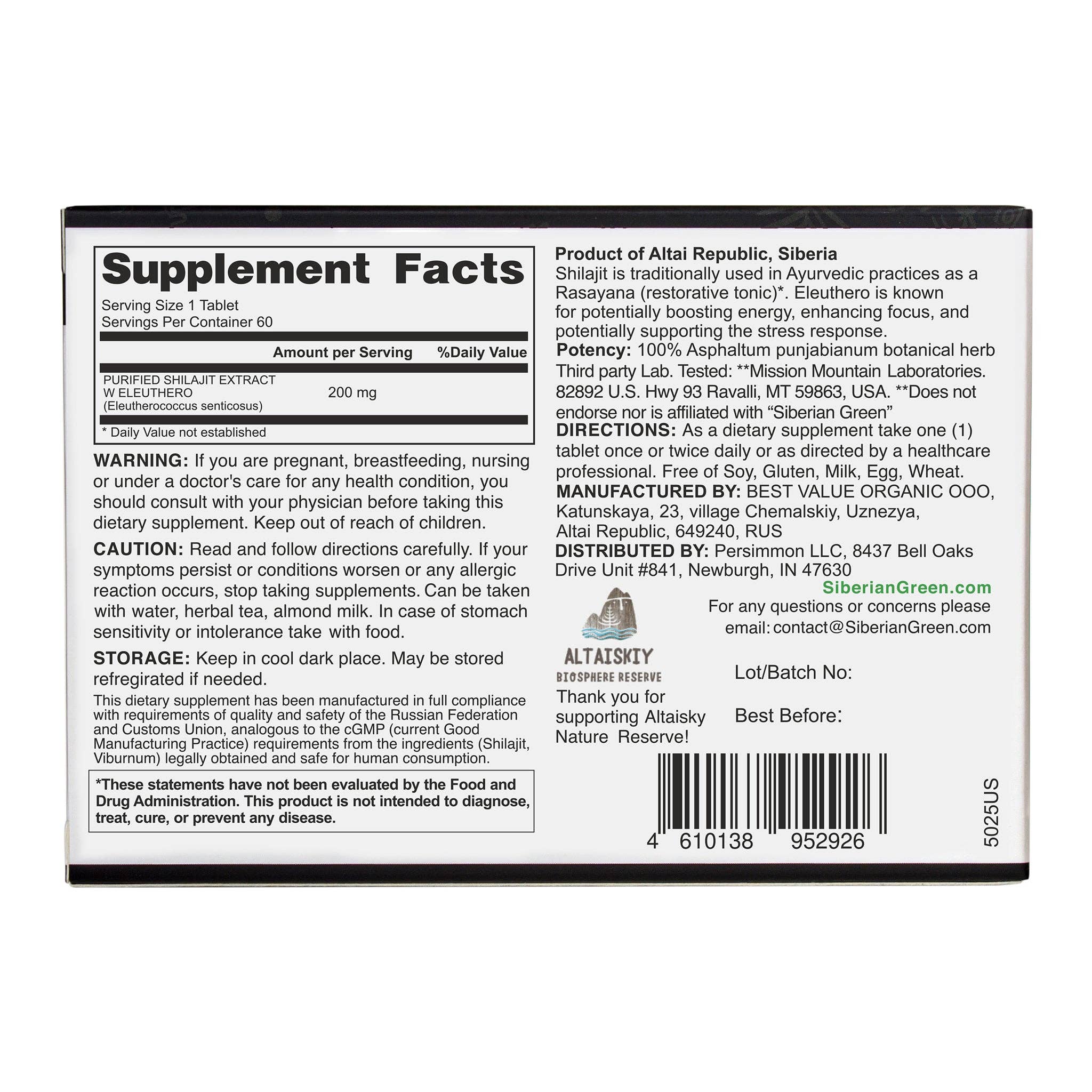 SiberianGreen - Wholesale Oral supplement/vitamin - Siberian Green Pure Altai Shilajit Resin w Eleuthero Ginseng Extract – 180 Dry Drops (3-Pack)7