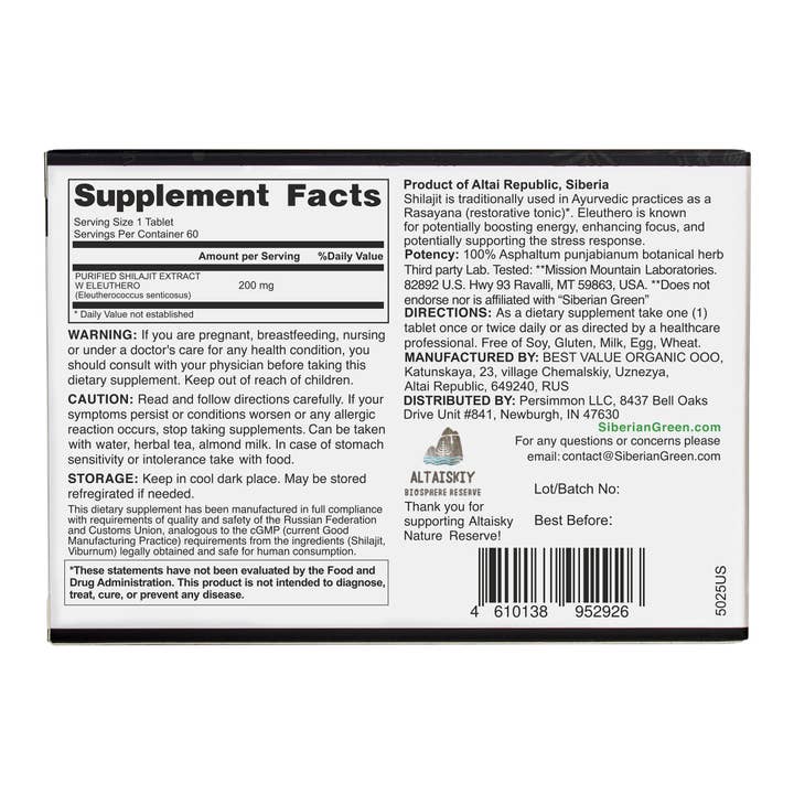 SiberianGreen - Wholesale Oral supplement/vitamin - Siberian Green Pure Altai Shilajit Resin w Eleuthero Ginseng Extract – 180 Dry Drops (3-Pack)7