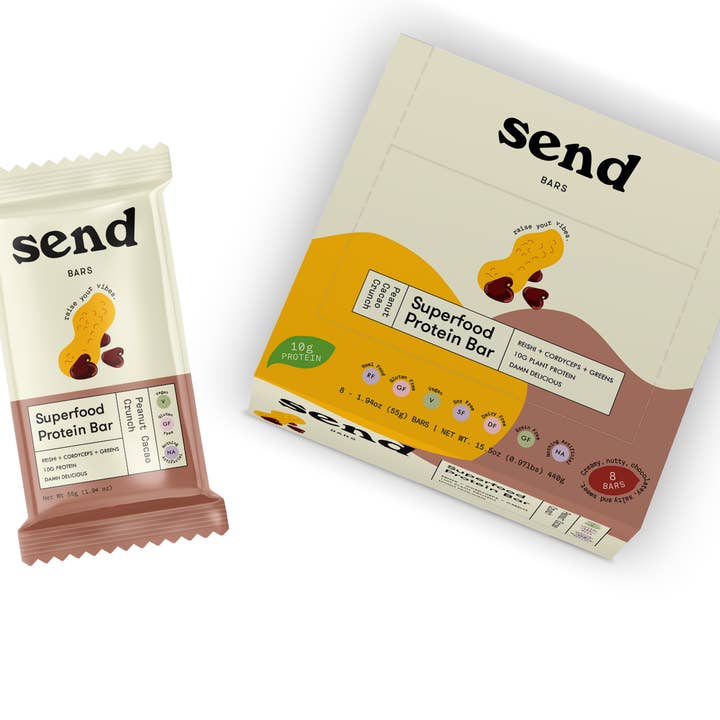 Send Bars - Wholesale Snack Bar - Peanut Cacao Crunch - Single Caddy (8 bars)