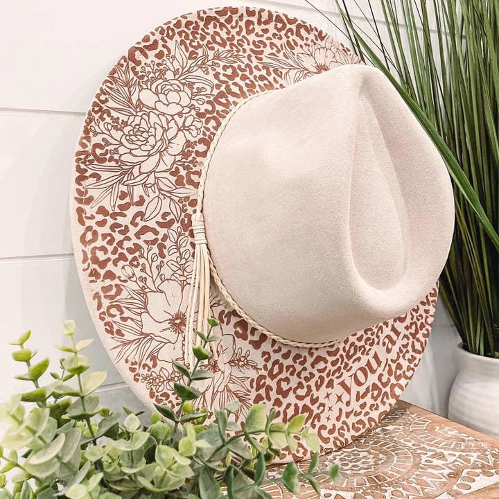 Willie & Dolly Designs - Wholesale Cowboy Hat - Women's - Engraved Leopard Floral Hat3