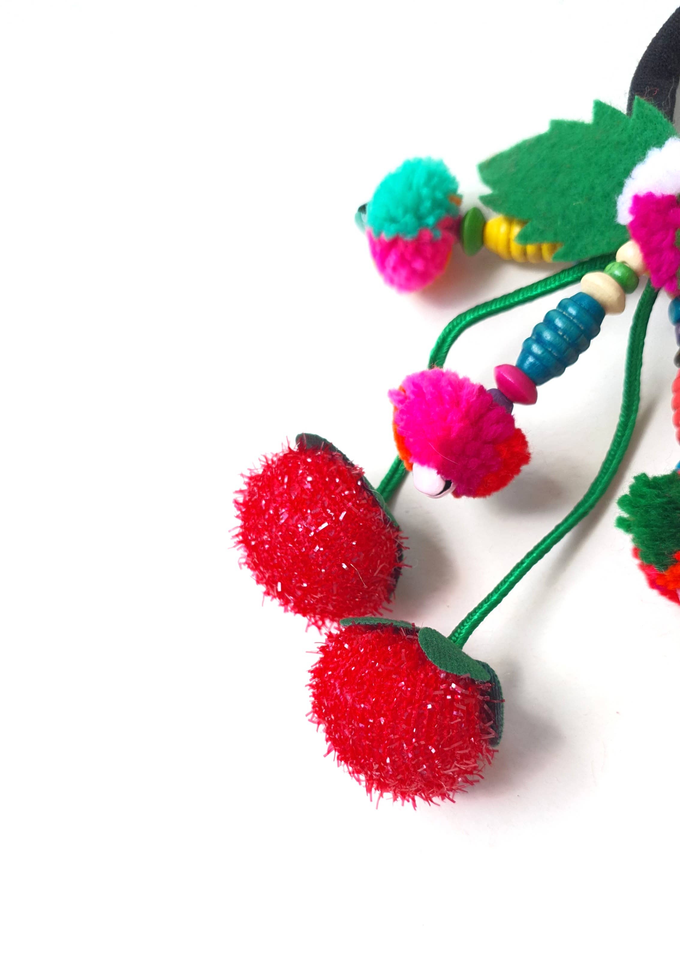 Beige & Co Thai Crafts - Wholesale Hair Tie - Cherry Pom Pom Hair Tie Boho Style4