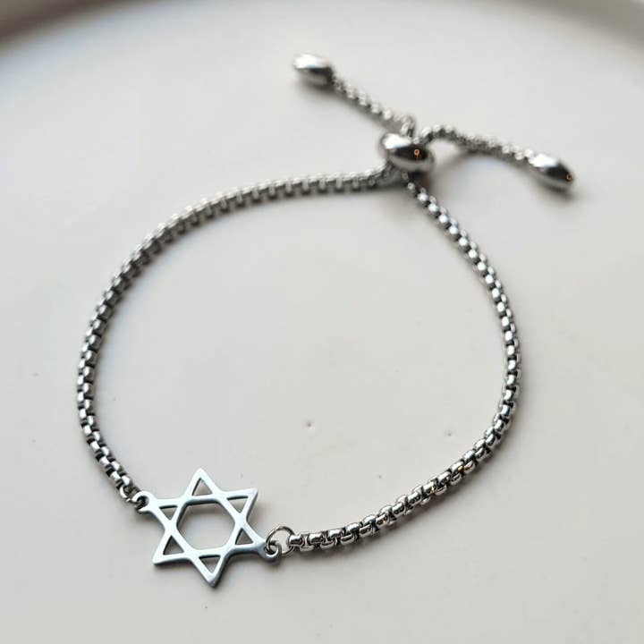Star of David Adjustable Stainless Steel bracelet for wholesale by Daphne'Style