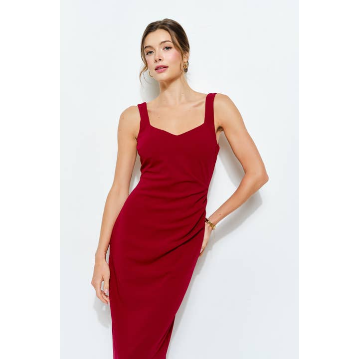 INA - Wholesale Dress - Women's - Knit Crepe Bodycon Midi with Princess Neckline6