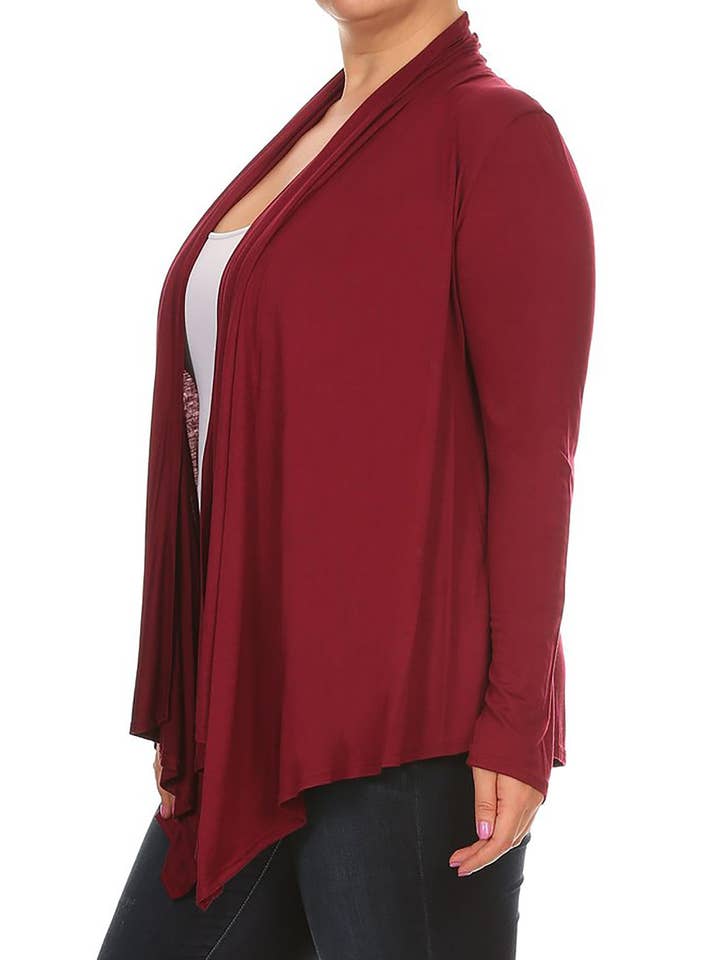 MOA COLLECTION – wholesale Kofta - Dam – Dam Plusstorlekar Casual Draperad Öppen Framsida Enfärgad Kofta